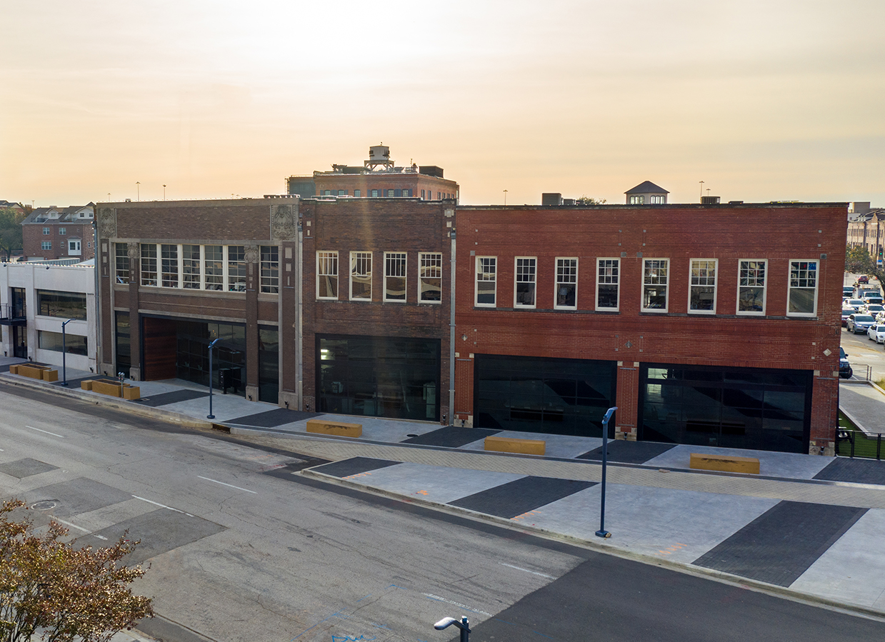 Pershing is a two-story building that has leasable office space and a restaurant tenant on the first floor with a new exterior patio. The second floor has new raised flooring to allow for a larger office space that occupies the entire floor.