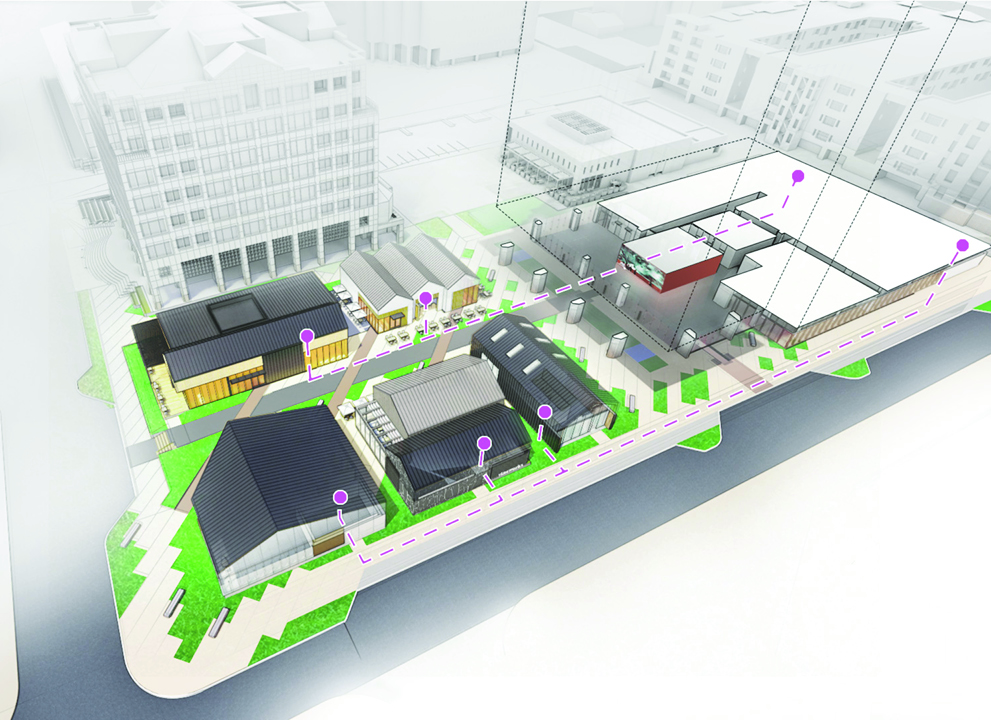 In order to create uninterrupted moments of surprise and delight, The Quad reinforces the 360-degree nature of the buildings by introducing a new standard of pushing back house activities below grade in the garage.