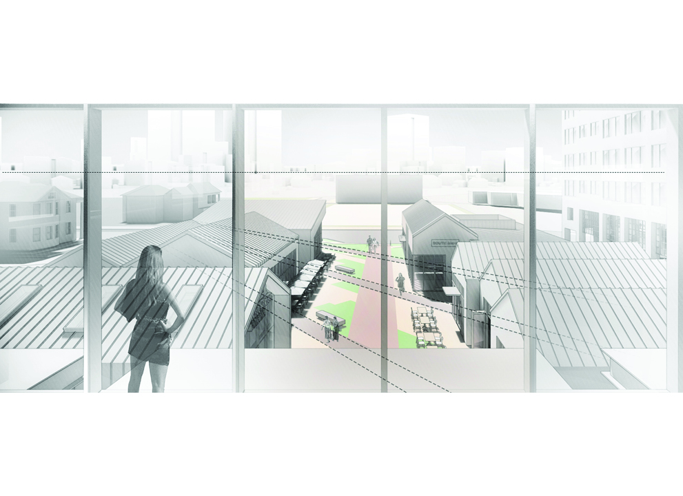 While buildings are considered from a four-sided nature, special consideration was given to the fifth side, the roof, that is seen not only from the new 12-story office but also the surrounding neighborhood. The roofs have a consistent yet varying nature through the use of form and material.