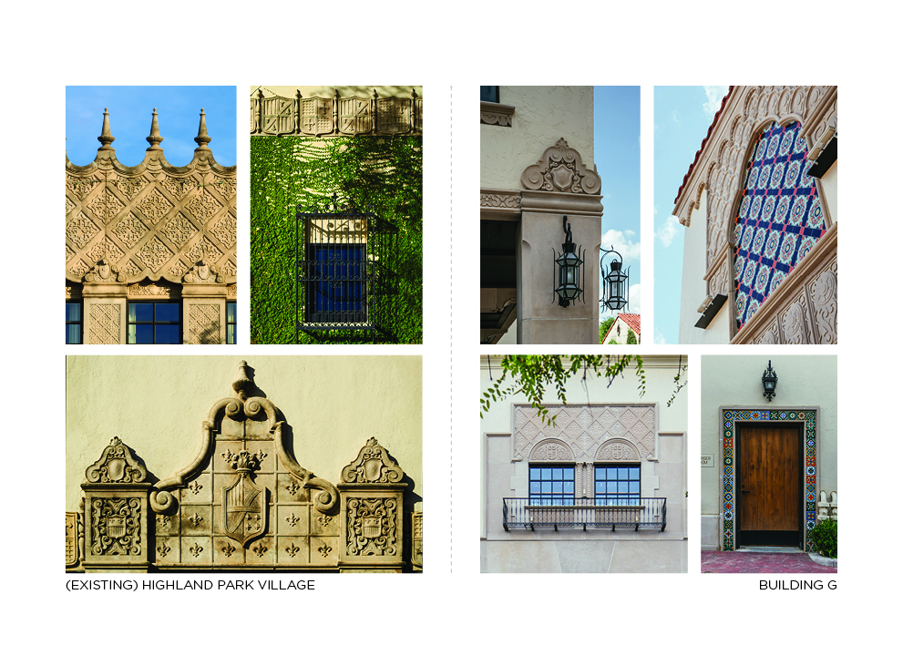 Comparison between the existing and the new Building G details.