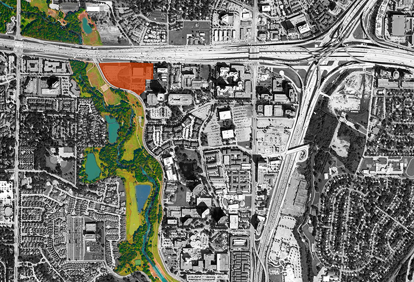 Watermark purchases an existing 8-story building on 13 acres of land, which also has unique access to a greenbelt. Today, Watermark is oriented toward the greenbelt—using the building as a buffer between the freeway and its community spaces.